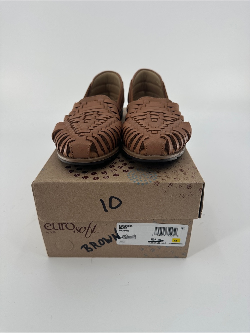 Sofft Brown Woven Leather Huarache Sandals